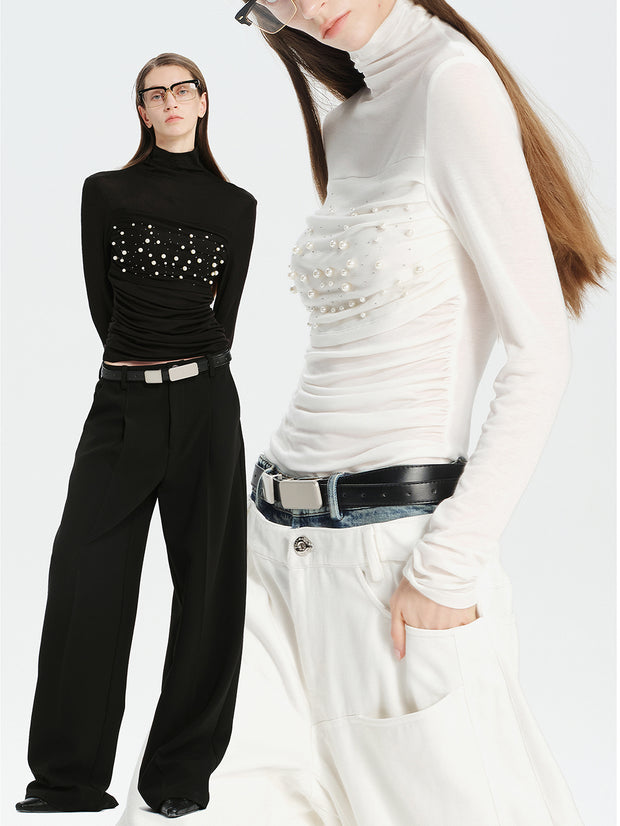 MUKTANK×MODULER テンセルウールパールハイネックトップス