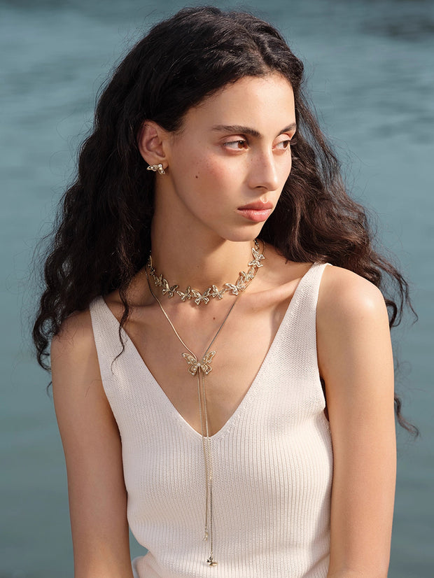 MUKTANK×SUN HUNTER “羽化（うか）”レース蝶プルアウトネックレス