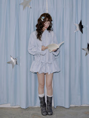 MUKTANK×LOUMUTAKU 裾と袖口にドローストリング付きシャツ