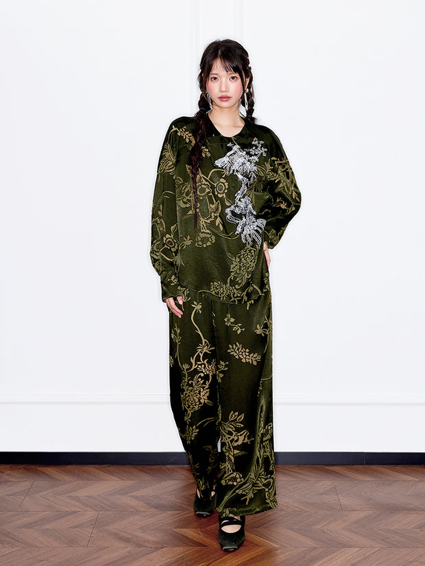 MUKZIN「 カプセルシリーズ 」ヴィンテージルーズロングスリーブ中国風シャツ