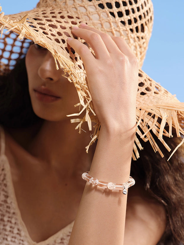 MUKTANK×SUN HUNTER“浮光（ふこう）”白いファントムクリスタルブレスレット