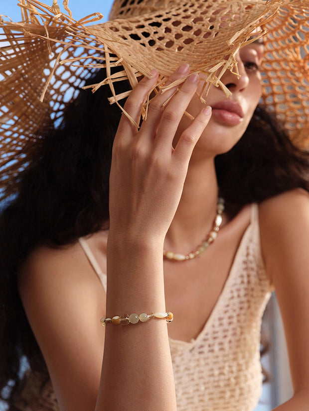 MUKTANK×SUN HUNTER“浮光（ふこう）”柔らかい光の敷物クリスタルブレスレット