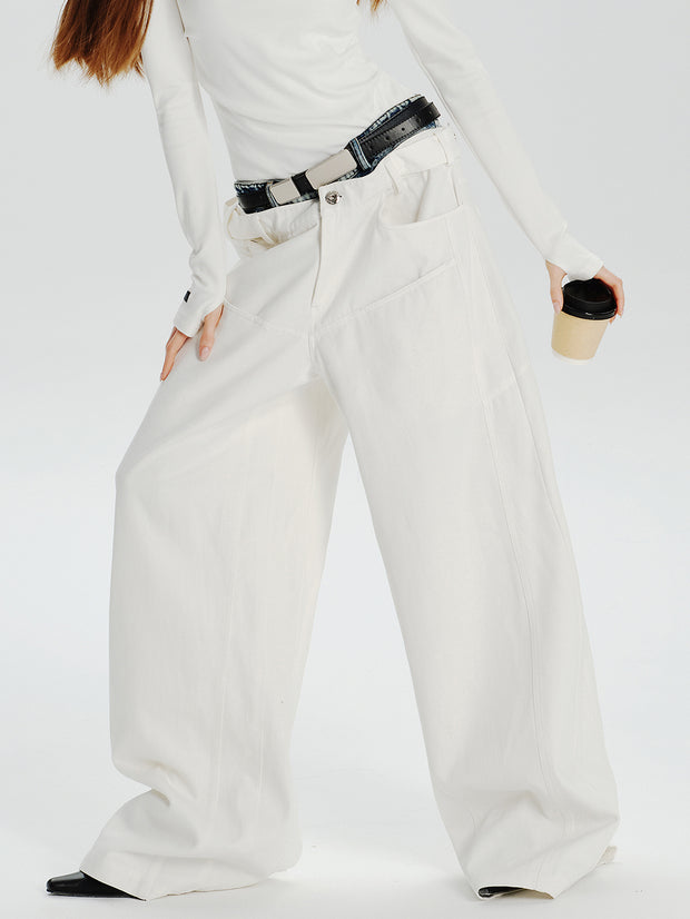 MUKTANK×MODULER ウエスト拼接ヘビーデコルーズジーンズ