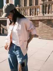 MUKZIN「 カプセルシリーズ 」ピンクジャコードナシ型刺繍チャイナスタイルアウター