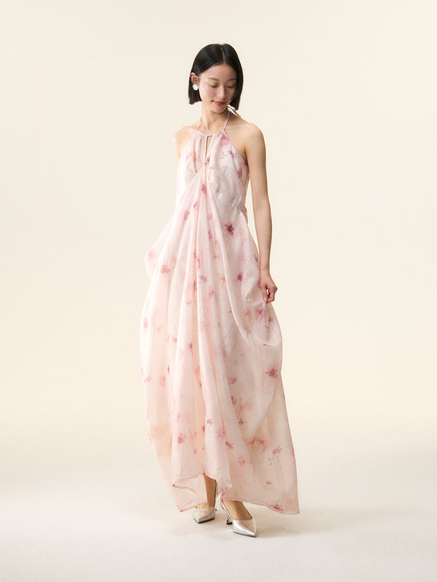 MUKTANK×LOUMUTAKU ハルターネックの花瓶の輪郭をしたワンピース