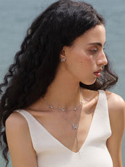 MUKTANK×SUN HUNTER “羽化（うか）”二重レース蝶 Y ネックレス