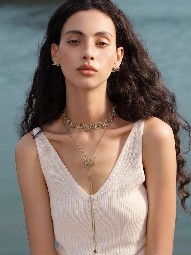 MUKTANK×SUN HUNTER “羽化（うか）”レース蝶プルアウトネックレス