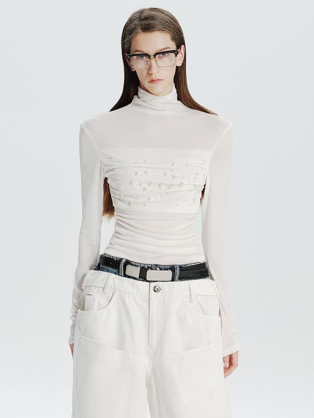 MUKTANK×MODULER テンセルウールパールハイネックトップス