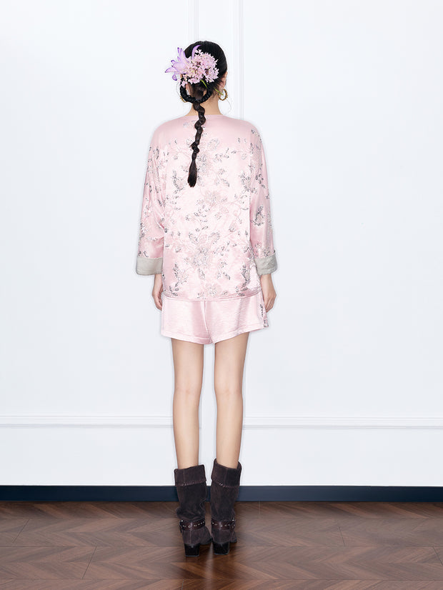 新品】MUKZIN 中華服 ピンクトップス MUKZIN フレッシュピンク 