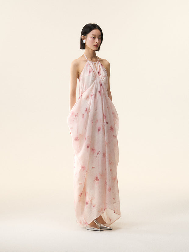 MUKTANK×LOUMUTAKU ハルターネックの花瓶の輪郭をしたワンピース