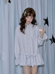 MUKTANK×LOUMUTAKU 裾と袖口にドローストリング付きシャツ