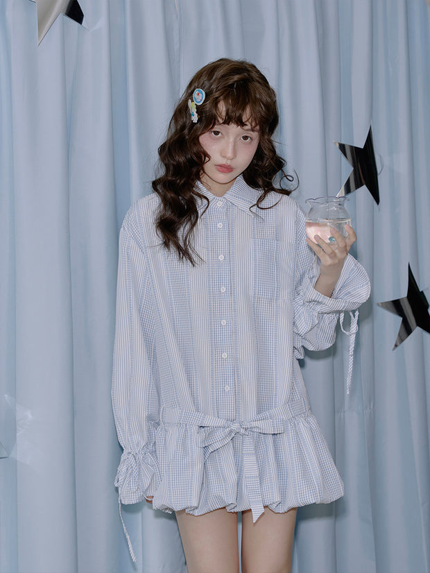 MUKTANK×LOUMUTAKU 裾と袖口にドローストリング付きシャツ