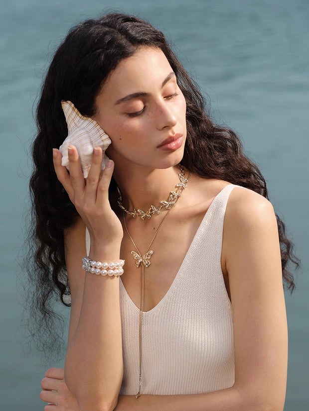 MUKTANK×SUN HUNTER “羽化（うか）”レース蝶プルアウトネックレス