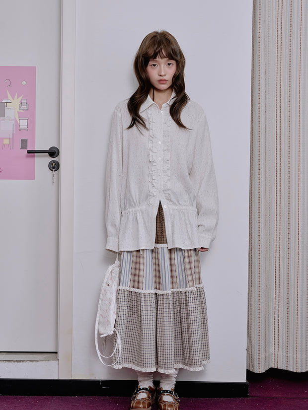 MUKTANK×LOUMUTAKU 三色プレードティアードスカート