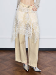 MUKZIN「雲瑤の境地」レースパネルディストレスドジーンズ