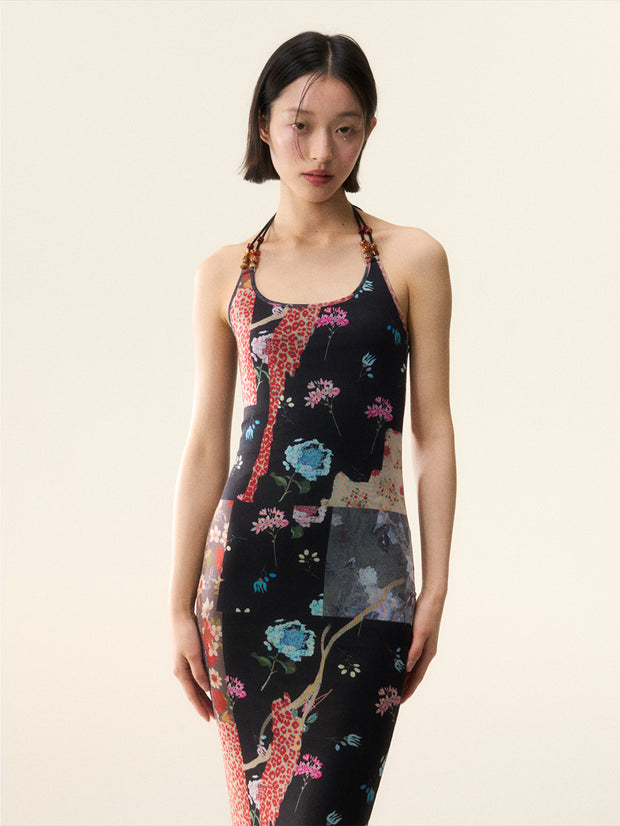 MUKTANK×LOUMUTAKU 中国風のビーズ入りサスペンダースカート