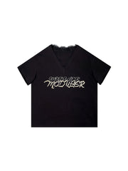 MUKTANK×MODULER レースプリントパール刺繍ヘビーディテール T シャツ