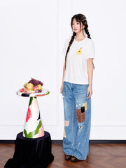 MUKZIN「 カプセルシリーズ 」立体フルーツ柄 コットンカジュアル使いやすい半袖 T シャツ