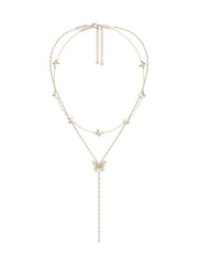 MUKTANK×SUN HUNTER “羽化（うか）”二重レース蝶 Y ネックレス