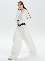 MUKTANK×MODULER ウエスト拼接ヘビーデコルーズジーンズ