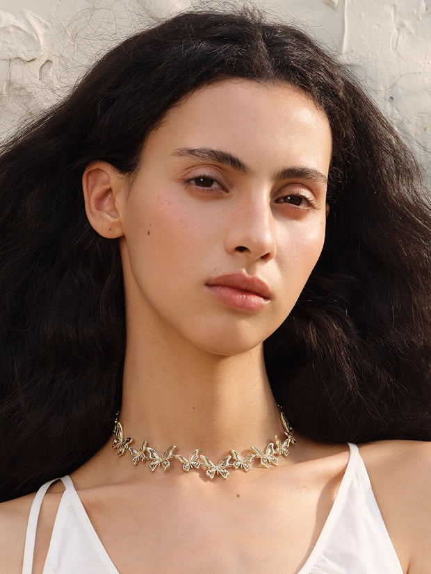 MUKTANK×SUN HUNTER “羽化（うか）”精巧に作られたレース蝶ネックレス