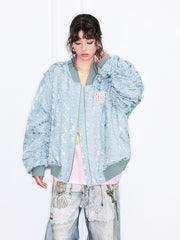 MUKZIN「雲瑤の境地」レトロタイダイ刺繍ルーズボンバージャケット