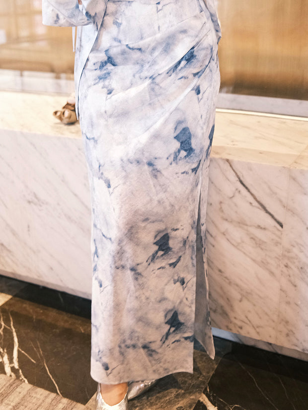 MUKZIN「 カプセルシリーズ 」水墨染め新中式ハーフスカート