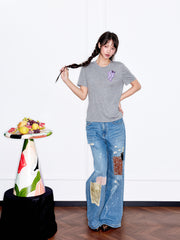 MUKZIN「 カプセルシリーズ 」立体フルーツ柄 コットンカジュアル使いやすい半袖 T シャツ