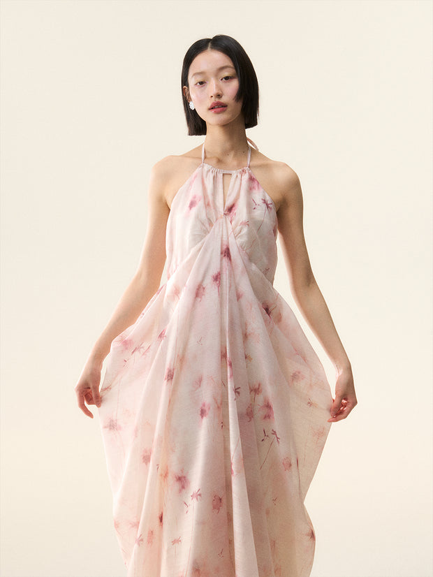 MUKTANK×LOUMUTAKU ハルターネックの花瓶の輪郭をしたワンピース