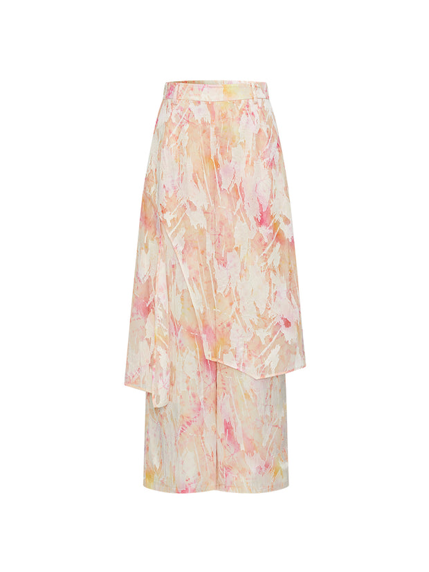 MUKZIN「 カプセルシリーズ 」国風キラキラ刺繍トップス × ハーフスカート