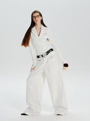 MUKTANK×MODULER ウエスト拼接ヘビーデコルーズジーンズ