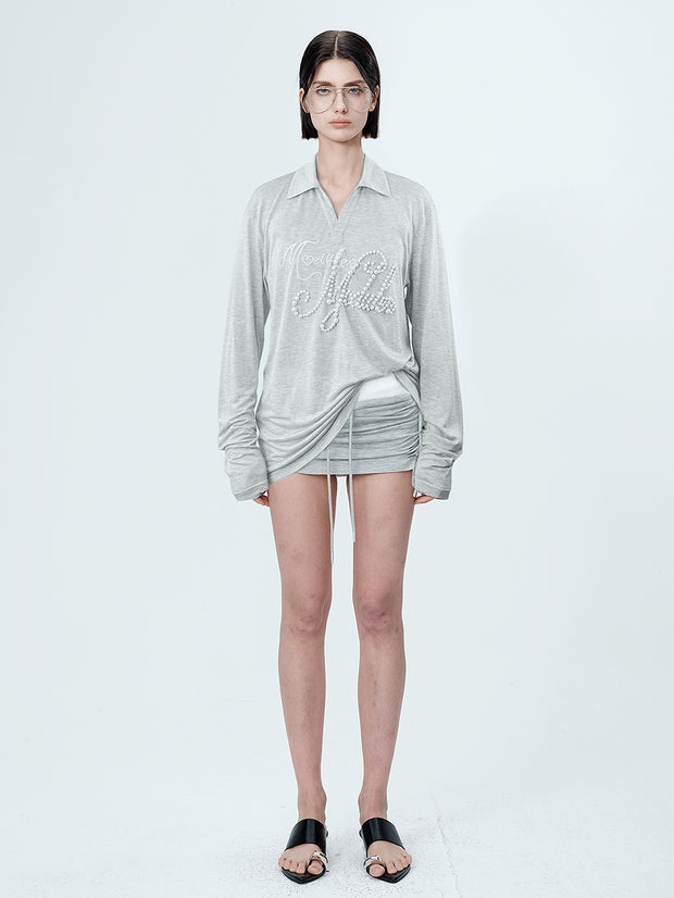 MUKTANK×MODULER パール刺繍ヘビーディテールポロシャツ