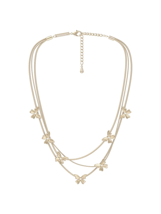 MUKTANK×SUN HUNTER “羽化（うか）”三層レース蝶ネックレス