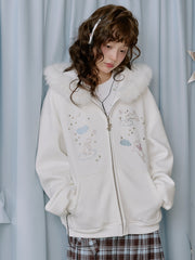 MUKTANK×LOUMUTAKU 天使ウサギテリークロスカーディガンスウェットシャツ