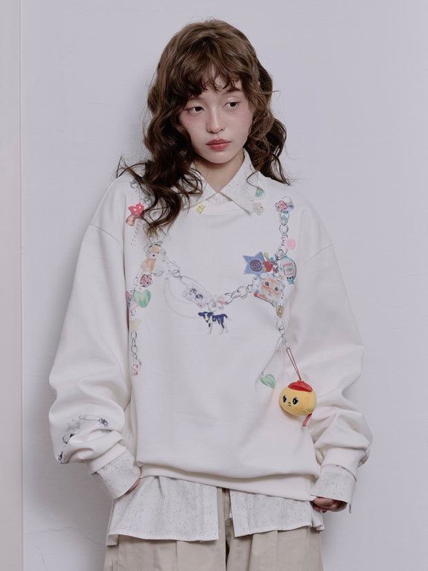 MUKTANK×LOUMUTAKU Y2K フォークチェーンキャミソールスウェットシャツ