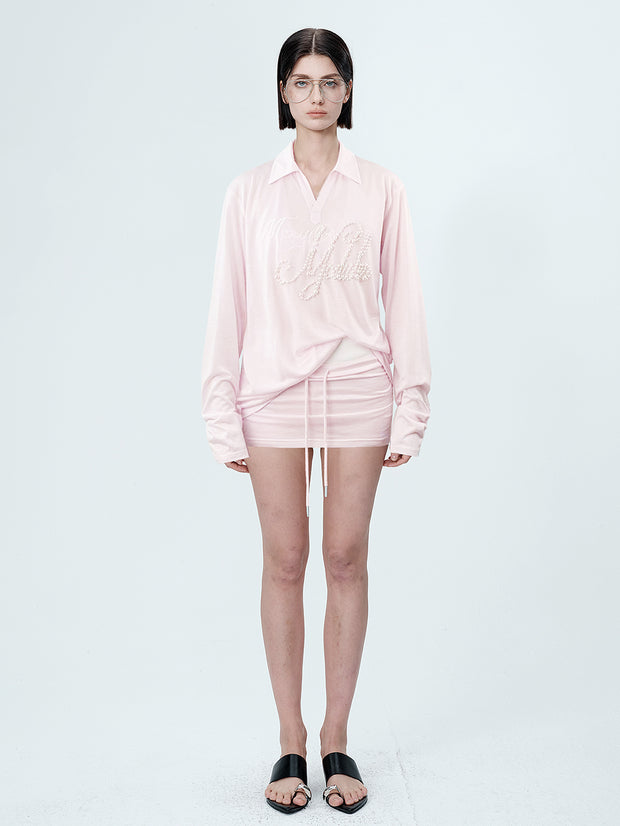 MUKTANK×MODULER パール刺繍ヘビーディテールポロシャツ