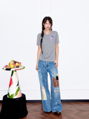 MUKZIN「 カプセルシリーズ 」立体フルーツ柄 コットンカジュアル使いやすい半袖 T シャツ