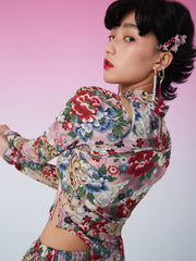 MUKZIN ファッション不規則花柄Tシャツカットソー寅年特集 -囍XI