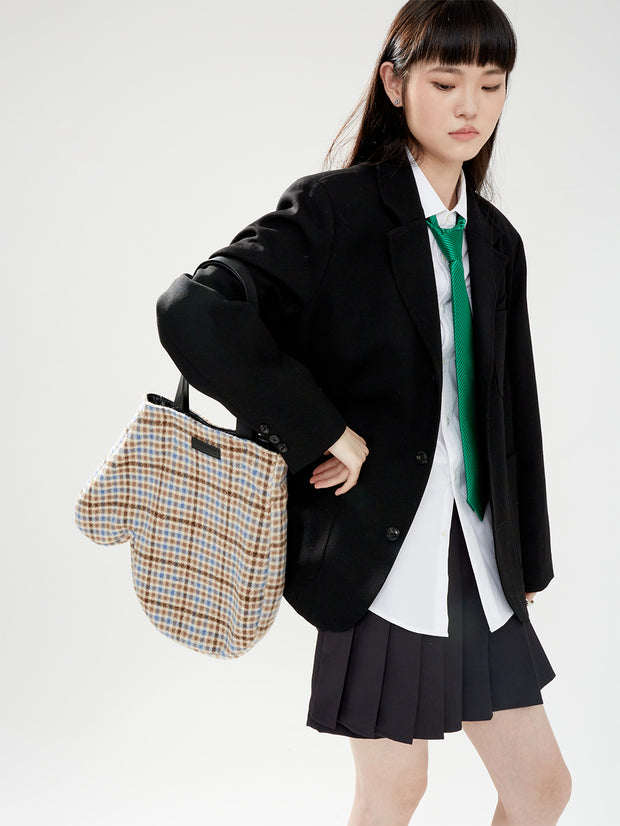 MUKTANK×Yamaguchi mioko大容量チェック柄クロスボディバッグ