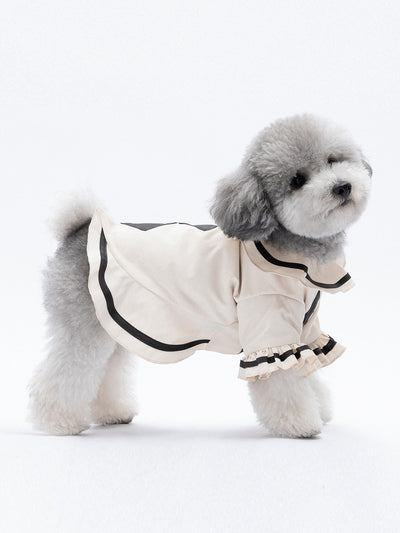 MUKTANK×TAORAE 中小型犬フリル黒白色合わせ暖かい服ペット服