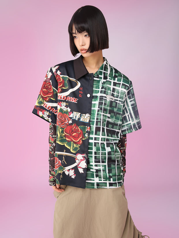 MUKZIN オリジナル個性的ファッション花柄シャツ-不羨仙