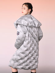 MUKZIN 折襟シルバールーズファッション無地防寒ダウンコート-宇宙の落書き