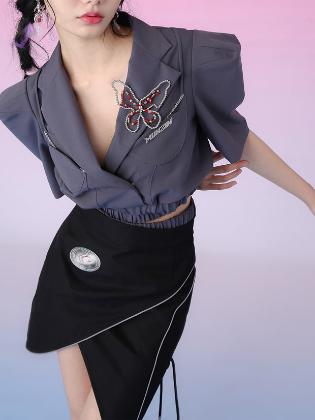 MUKZIN オリジナルファッションレトロ風合わせやすいスカート-蝶の夢