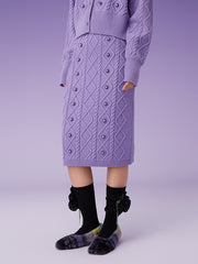 MUKZIN レトロニットビーズ飾り紫スカート  -魔法使いの旅
