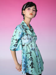 MUKZIN シャツ女性ルーズ文字飾りレトロ目立つ-蝶の夢