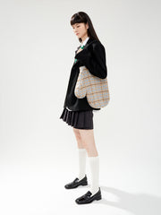 MUKTANK×Yamaguchi mioko大容量チェック柄クロスボディバッグ