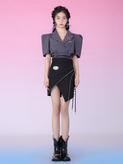 MUKZIN オリジナルファッションレトロ風合わせやすいスカート-蝶の夢