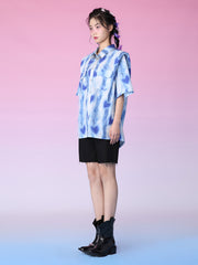 MUKZIN ポケット付きプリントビーチ風ファッションシャツ-蝶の夢