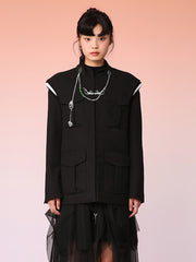 MUKZIN ファッション着やすいブラック人気オリジナルコート-宇宙の落書き