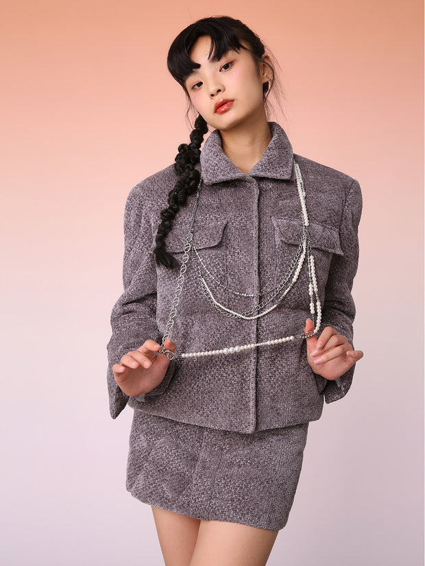MUKZIN  ファッション魅力的折襟オリジナル女性ダウンコート-宇宙の落書き